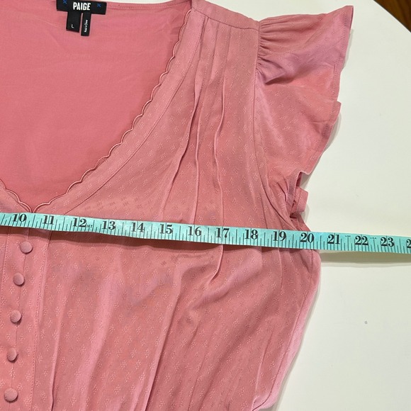 Paige Rosalee Ruffle Sleeve Mini Dress Women L Pink Tiered Cottage Casual Summer - Picture 13 of 15